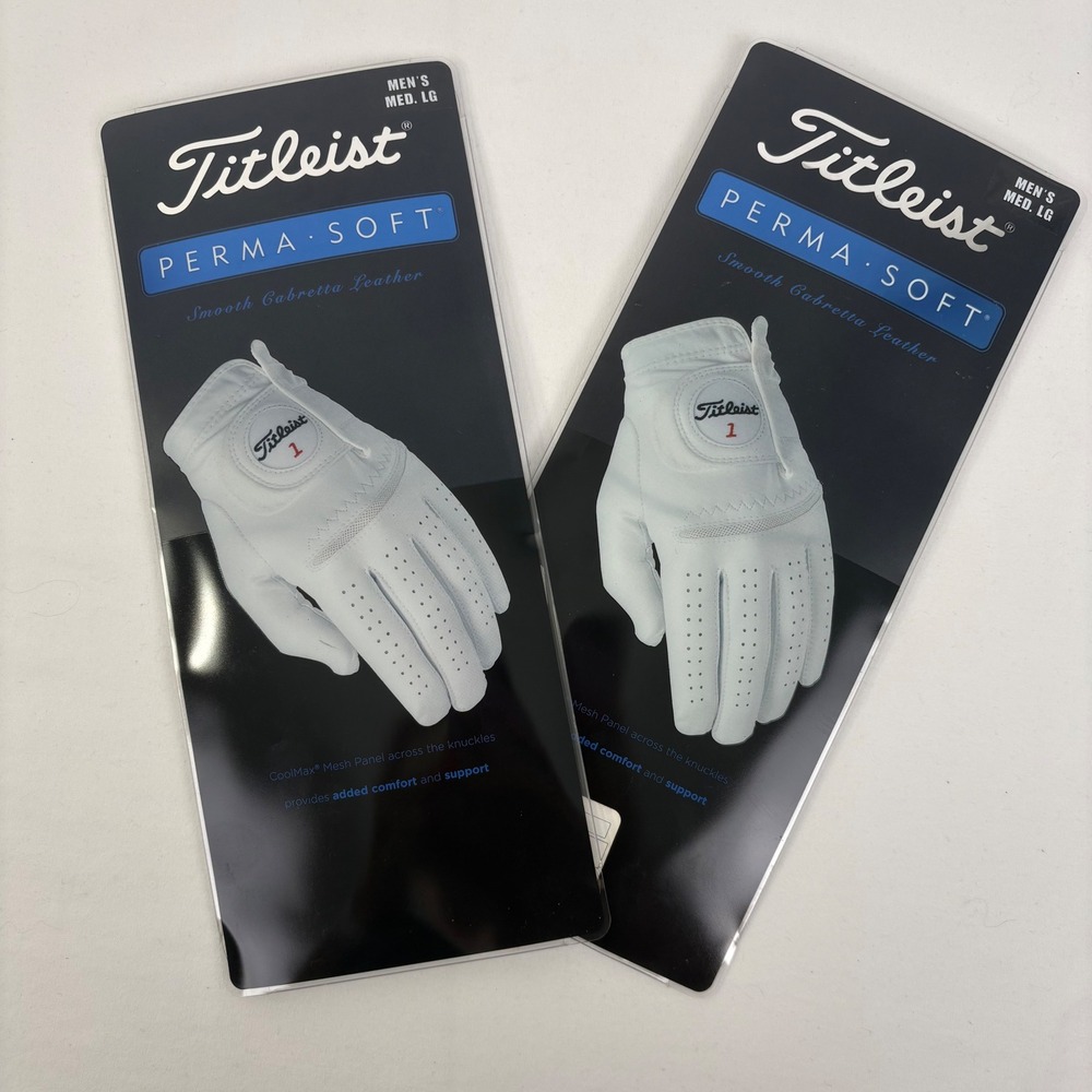Titleist Perma-Soft Men's Golf Glove 2-Pack Left Hand Medium Large Pearl 6582E